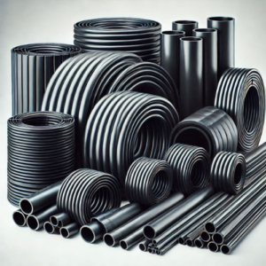 Premium HDPE pipes by Gauscon Pipe, designed for industrial, water supply, and irrigation applications, available in customizable sizes and specifications.